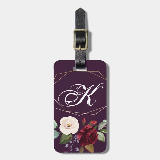 Étiquette À Bagage Bagages personnalisés Balise Plum Purple Rose Gold (Devant Vertical)