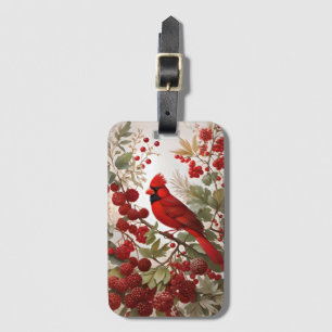 Étiquette À Bagage Baies rouges d'oiseaux du Cardinal Nord