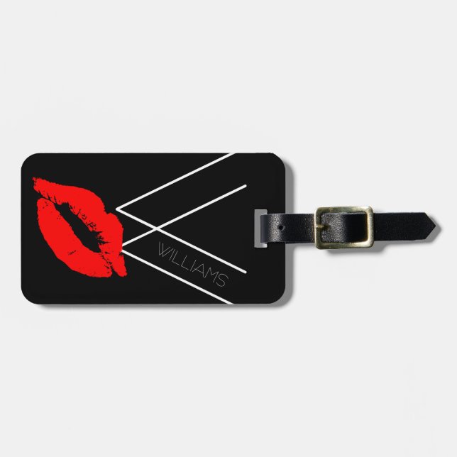 Étiquette À Bagage Baisers lèvres rouge rouge rouge noir Williams do- (Devant horizontal)