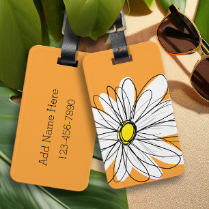 Étiquette À Bagage Baisson blanc et orange avec texte personnalisé