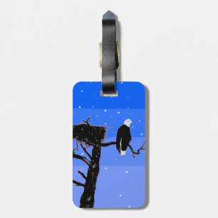 Étiquette À Bagage Bald Eagle en hiver - Art original de la faune