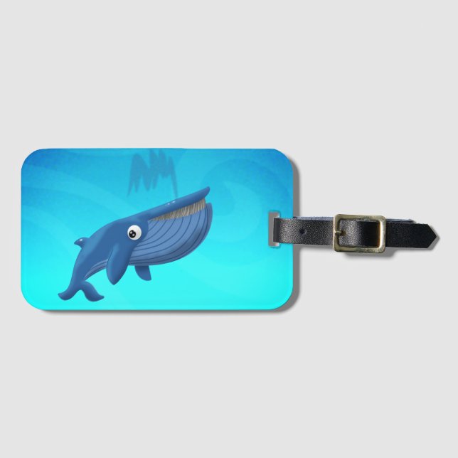 Étiquette À Bagage Baleine bleue (Devant Horizontal)