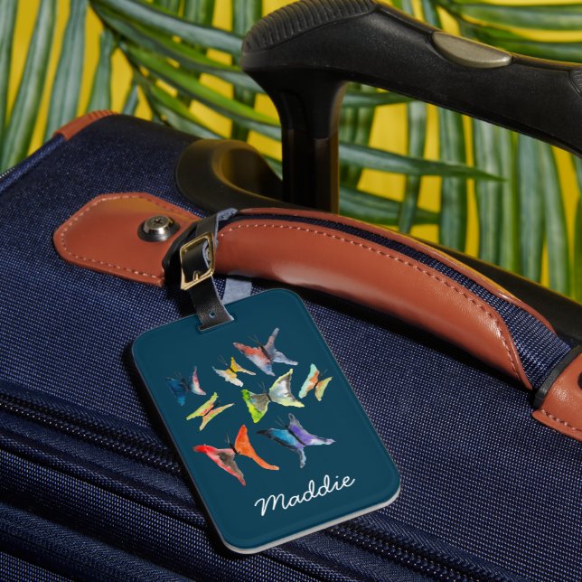 Étiquette À Bagage Balise à bagages pour papillons couleur aquarelle (Insitu Rectoal 1)