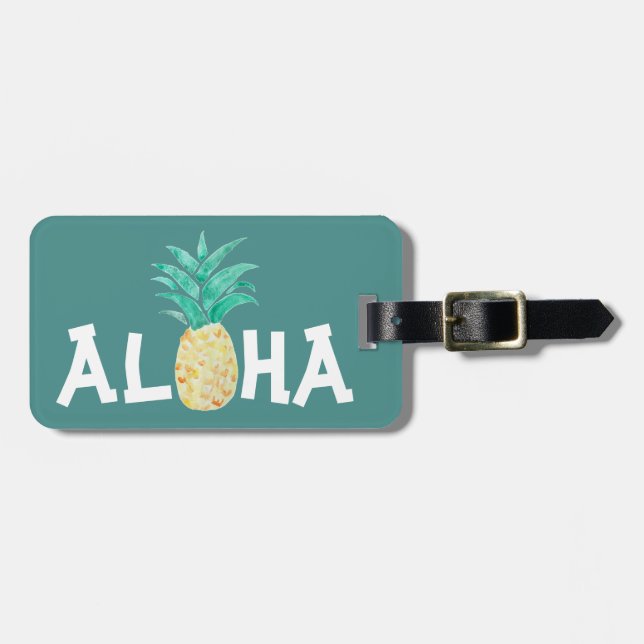 Étiquette À Bagage Balise Aloha Tropical Pineapple Luggage (Devant horizontal)