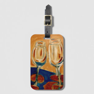 Étiquette À Bagage Balise Bagage de deux verres à vin