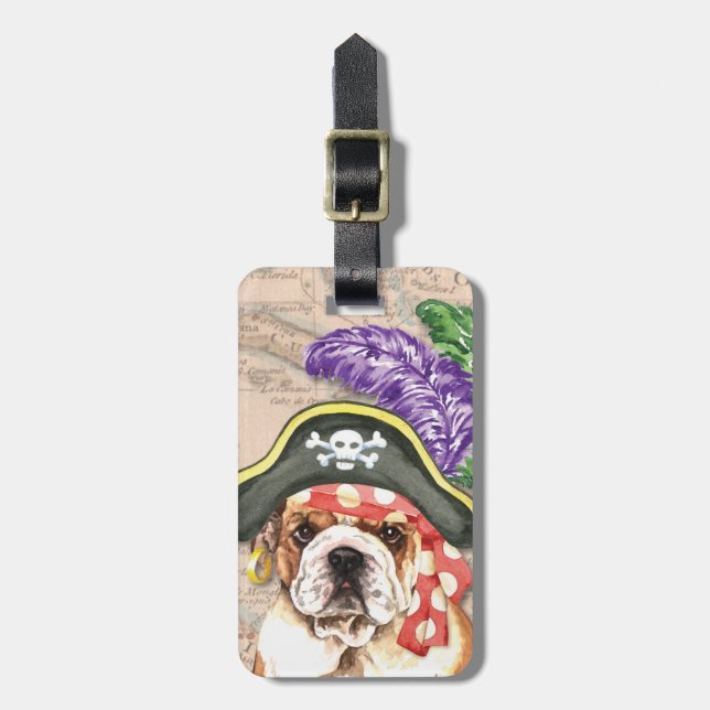 Étiquette À Bagage Balise Bagage de pirate de Bulldog (Devant Vertical)