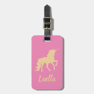 Étiquette À Bagage Balise bagage en or rose personnalisé Kids Unicorn