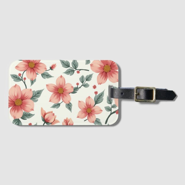 Étiquette À Bagage Balise bagage motif à fleurs (Devant Horizontal)