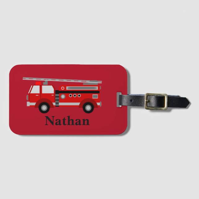 Étiquette À Bagage Balise bagage pour camion rouge pour enfant mignon (Devant Horizontal)