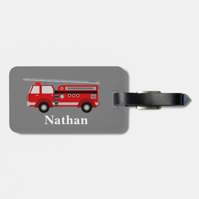 Étiquette À Bagage Balise bagage pour camion rouge pour enfant mignon (Dos horizontal)