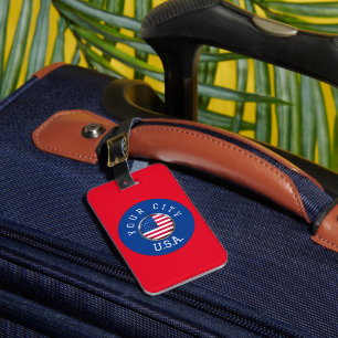 Étiquette À Bagage Balise bagage - USA Personnalisé - Ajouter Nom de 