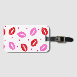 Étiquette À Bagage Balise Baiser Lips rose et rouge, Coeur
