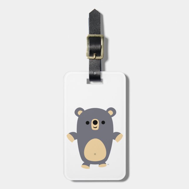 Étiquette À Bagage Balise Balise Bête Bleue Cartoon Bear (Devant Vertical)