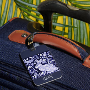 Étiquette À Bagage Balise Balise Bleu & Blanc Bande de lapin Oiseau P