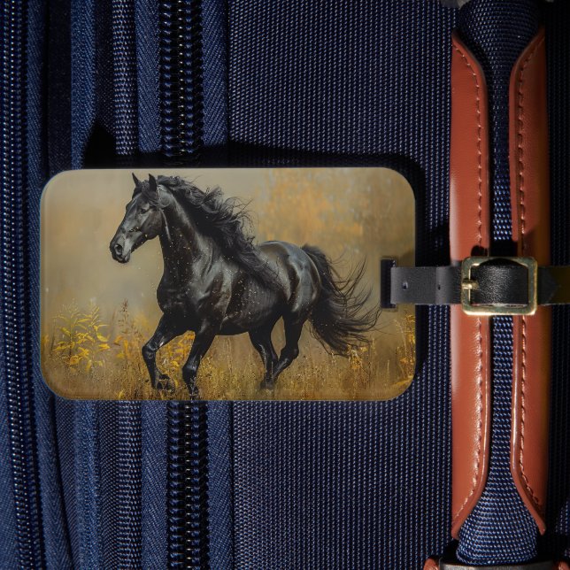 Étiquette À Bagage Balise Black Horse Galloping in a Field Luggage (Insitu Rectoal 4)