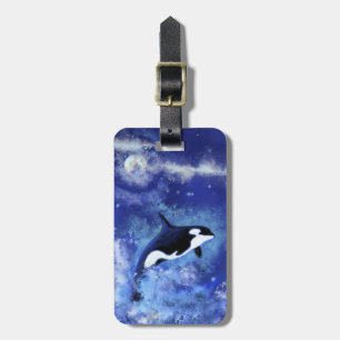 Étiquette À Bagage Balise Bleu Pleine lune des bagages de la baleine