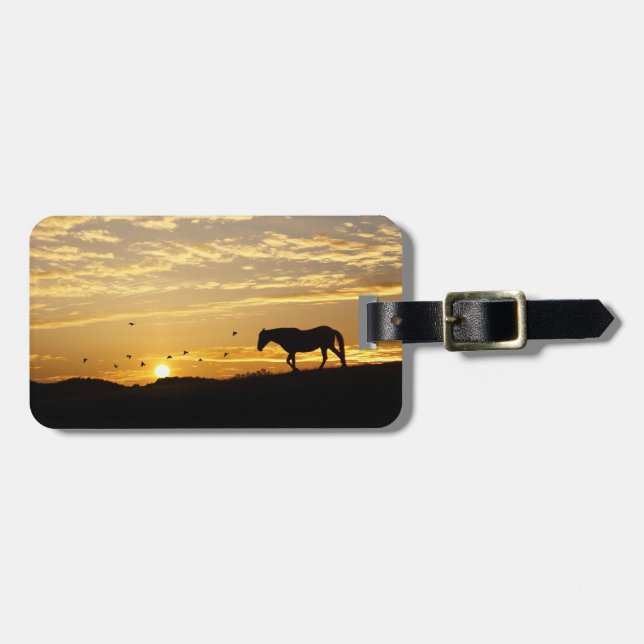 Étiquette À Bagage Balise Cheval et Sunset (Devant horizontal)