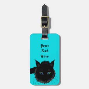 Étiquette À Bagage Balise de bagage amusante avec chat noir et texte 