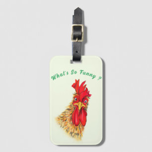 Étiquette À Bagage Balise de bagage amusante Rooster surpris - Texte 