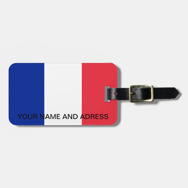 Étiquette À Bagage Balise de bagage avec Drapeau de France (Devant horizontal)