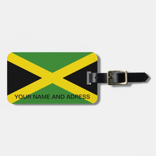 Étiquette À Bagage Balise de bagage avec drapeau de la Jamaïque (Devant horizontal)