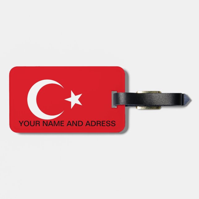 Étiquette À Bagage Balise de bagage avec Drapeau de Turquie (Dos horizontal)