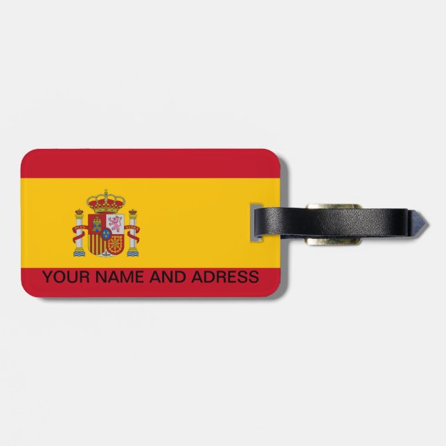 Étiquette À Bagage Balise de bagage avec drapeau d'Espagne (Dos horizontal)