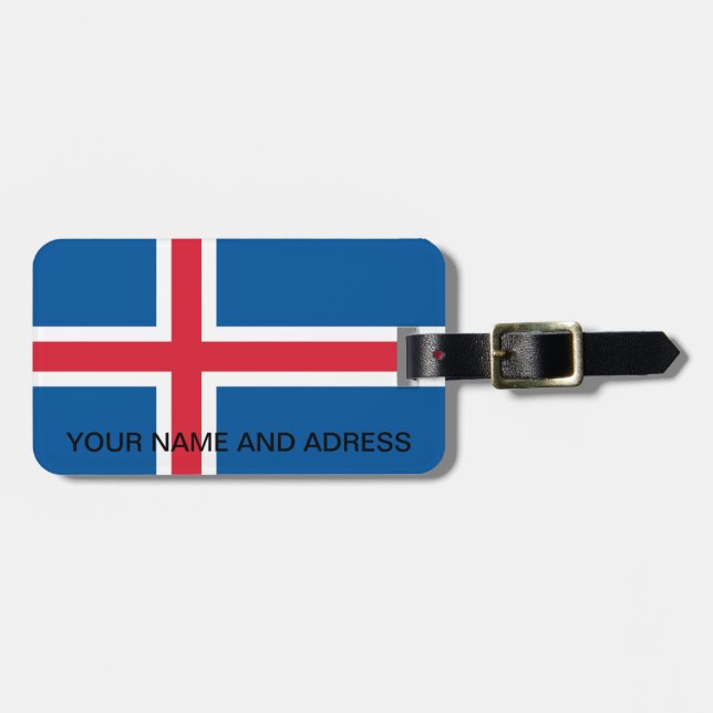 Étiquette À Bagage Balise de bagage avec drapeau d'Islande (Devant horizontal)