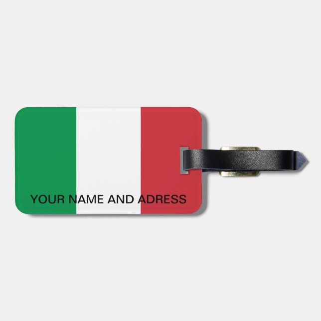 Étiquette À Bagage Balise de bagage avec drapeau d'Italie (Dos horizontal)