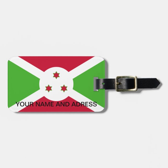 Étiquette À Bagage Balise de bagage avec Drapeau du Burundi (Devant horizontal)