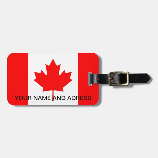 Étiquette À Bagage Balise de bagage avec drapeau du Canada (Devant horizontal)