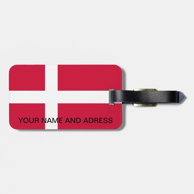 Étiquette À Bagage Balise de bagage avec drapeau du Danemark (Dos horizontal)