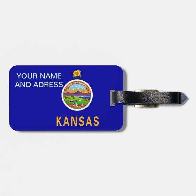 Étiquette À Bagage Balise de bagage avec Drapeau du Kansas, USA (Dos horizontal)