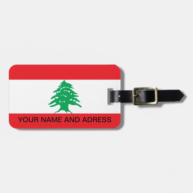Étiquette À Bagage Balise de bagage avec drapeau du Liban (Devant horizontal)
