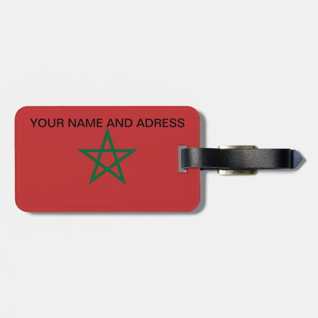 Étiquette À Bagage Balise de bagage avec drapeau du Maroc (Dos horizontal)