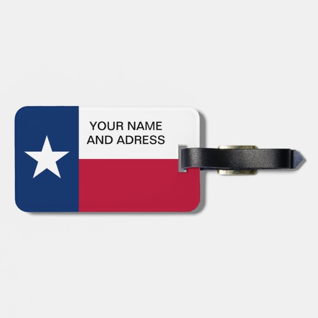 Étiquette À Bagage Balise de bagage avec Drapeau du Texas, USA (Dos horizontal)