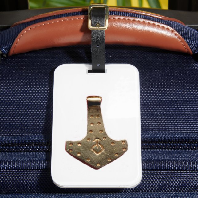 Étiquette À Bagage Balise de bagage blanc Gold Thor Hammer (Insitu Rectoal 2)