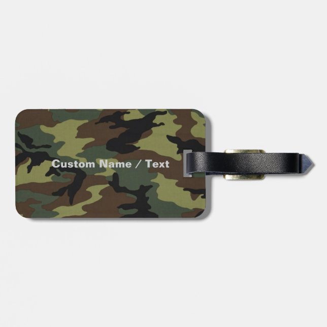 Étiquette À Bagage Balise de bagage Camo personnalisée - Nom et logo (Dos horizontal)