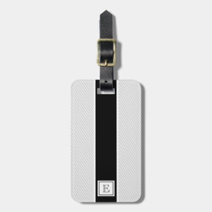 Étiquette À Bagage Balise de bagage chic moderne noir blanc rayures