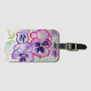 Étiquette À Bagage Balise de bagage couleur d'aquarelle florale viole