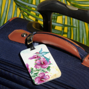 Étiquette À Bagage Balise de bagage d'aquarelle de colibri