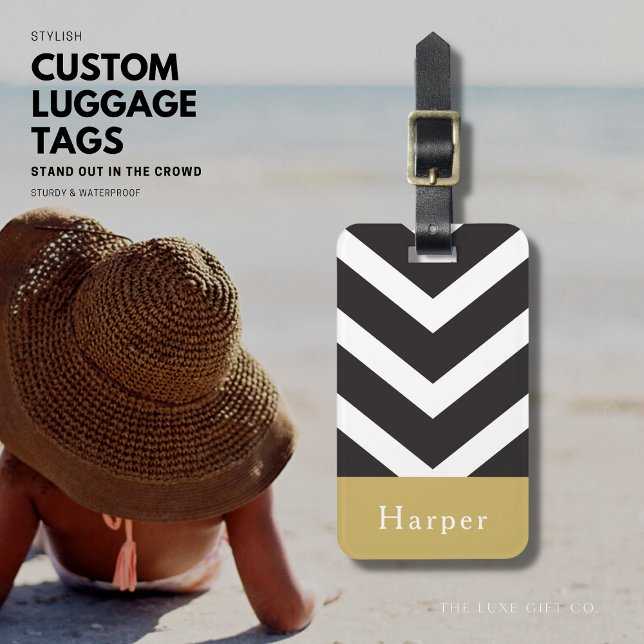 Étiquette À Bagage Balise de bagage de bande monographique personnali (Créateur téléchargé)