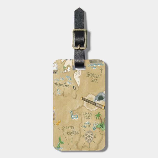 Étiquette À Bagage Balise de bagage de carte de pirate personnalisée (Devant Vertical)