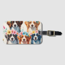 Balise de bagage de chien floral mou