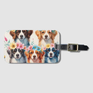 Étiquette À Bagage Balise de bagage de chien floral mou