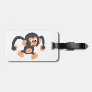 Étiquette À Bagage Balise de bagage de chimpanzé à caricature mignonn