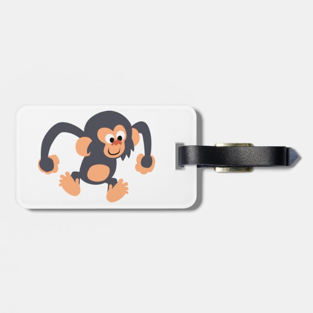 Étiquette À Bagage Balise de bagage de chimpanzé à caricature mignonn (Dos horizontal)
