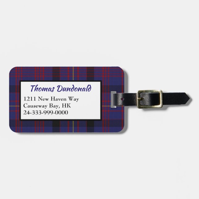 Étiquette À Bagage Balise de bagage de Clan Dundonald Tartan (Devant horizontal)