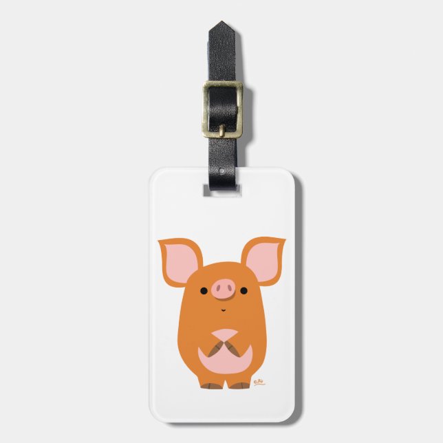 Étiquette À Bagage Balise de bagage de cochon de dessin mignonne (Devant Vertical)
