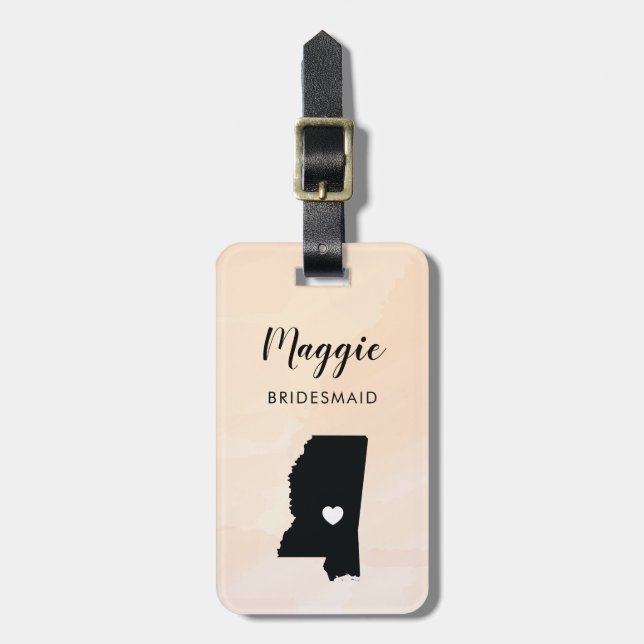 Étiquette À Bagage Balise de bagage de la carte du Mississippi, Soiré (Devant Vertical)